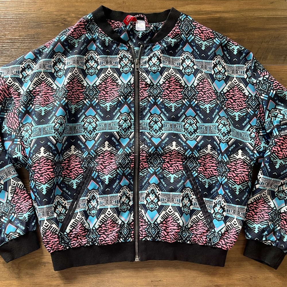 Divided H&M Ladies Lightweight Bomber Jacket Multi Print XS/S